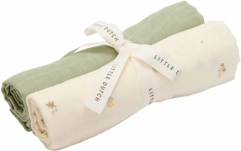 Swaddle - Wit - Forest Friends - Forest Treasures van Little Dutch in Wit en Groen – productfoto