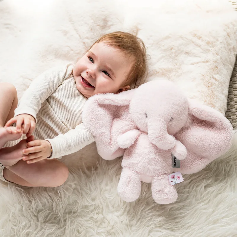 FanFan Knuffel Olifant - 30 cm - Zachte baby knuffel - Baby cadeau de Nattou en Rose – photo produit 2 sur 3
