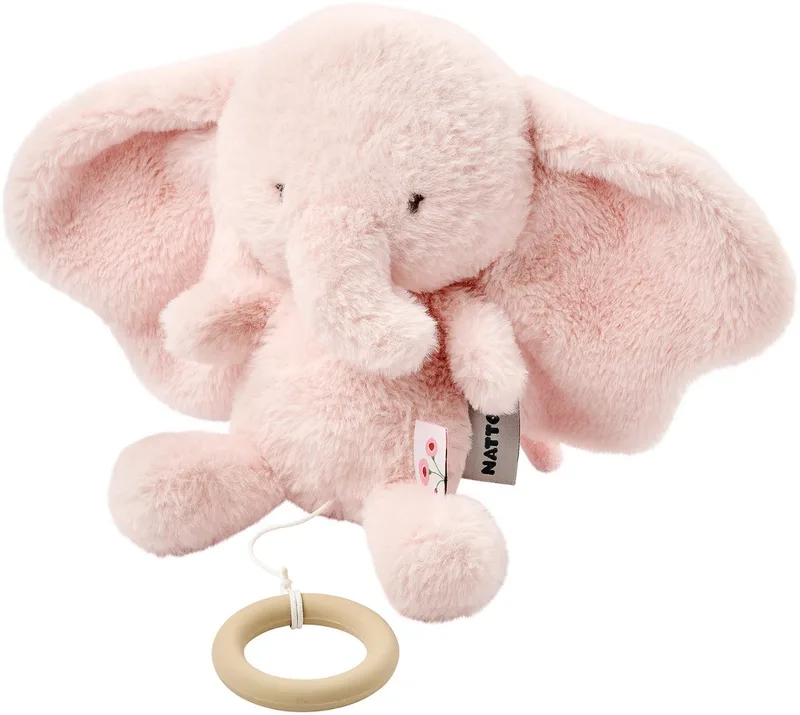 FanFan Muziekknuffel Olifant - 25 cm - Zachte Knuffel met Muziek - Baby Cadeau de Nattou en Rose – photo produit 1 sur 3