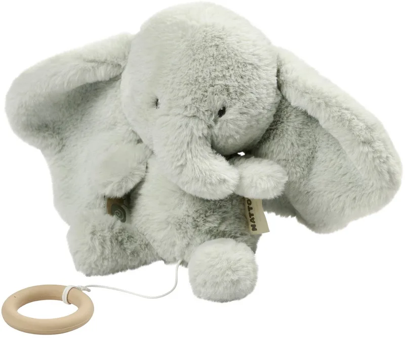 LouLou Muziekknuffel Olifant - Zachte Knuffel met Muziek - Baby Cadeau - 30 cm de Nattou en Lindegroen – photo produit