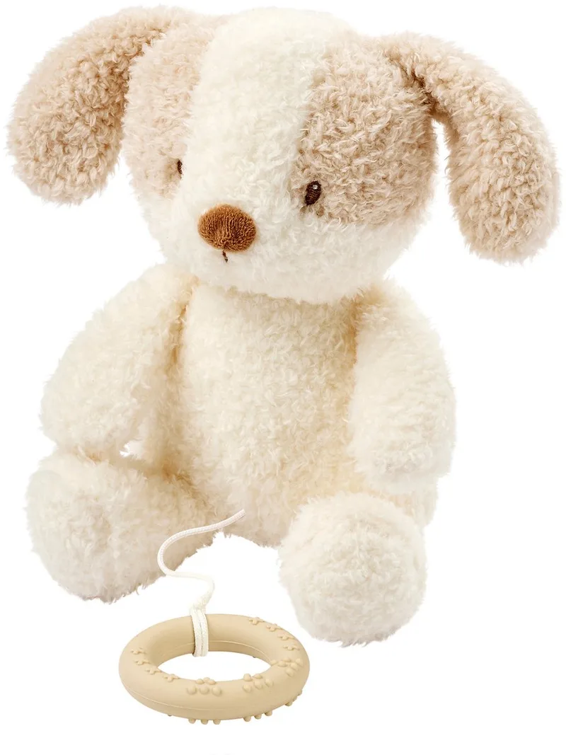 TEDDY Muziekknuffel Baby Hond - 25 cm - Zachte Knuffel met Muziek - Baby Cadeau - Beige de Nattou en Blanc – photo produit