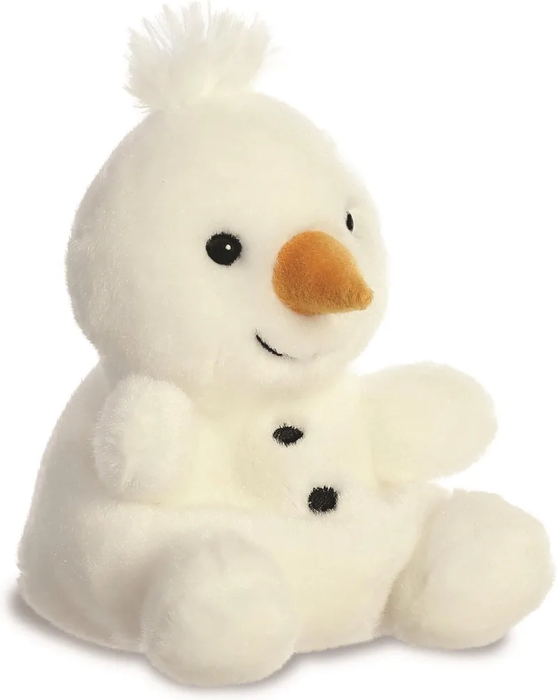 Pluche sneeuwpop knuffel - 13 cm - winter knuffels - Sneeuwpoppen speelgoed en decoraties de Aurora en Blanc – photo produit