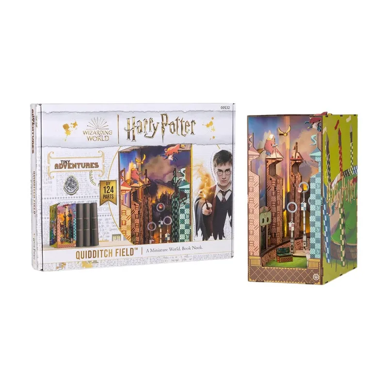 Revell Tiny Adventures Modellbausatz | Harry Potter Quidditch-Feld 3D Miniaturhaus | Book Nook Holz Buchstütze | Geschenk für Fans von Carrera – Produktfoto