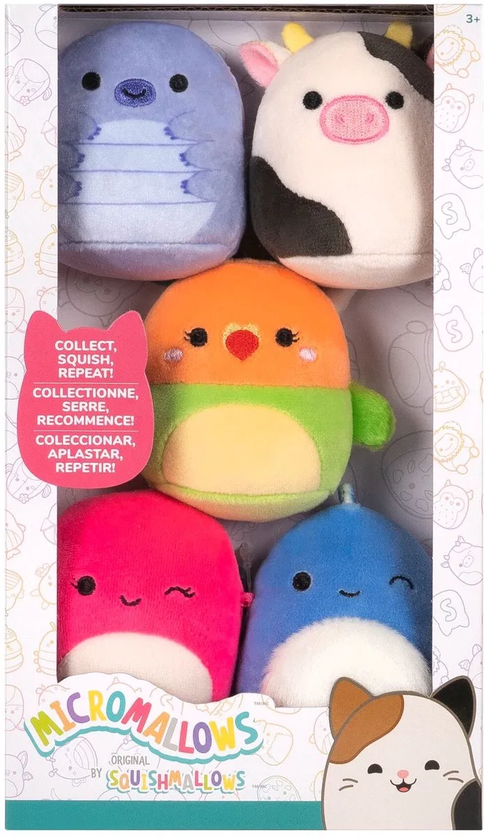 MICROMALLOWS - 5 Pack Plush Squishmallows (Tew, Connor, Plath, Brody, Lasla) 6cm van Jazwares in Meerkleurig – productfoto