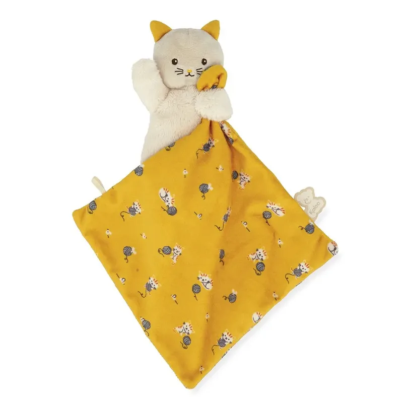 Carre Douceur - Knuffeldoekje - Kat - Geel van Kaloo in Kat Geel – productfoto 2 van 6
