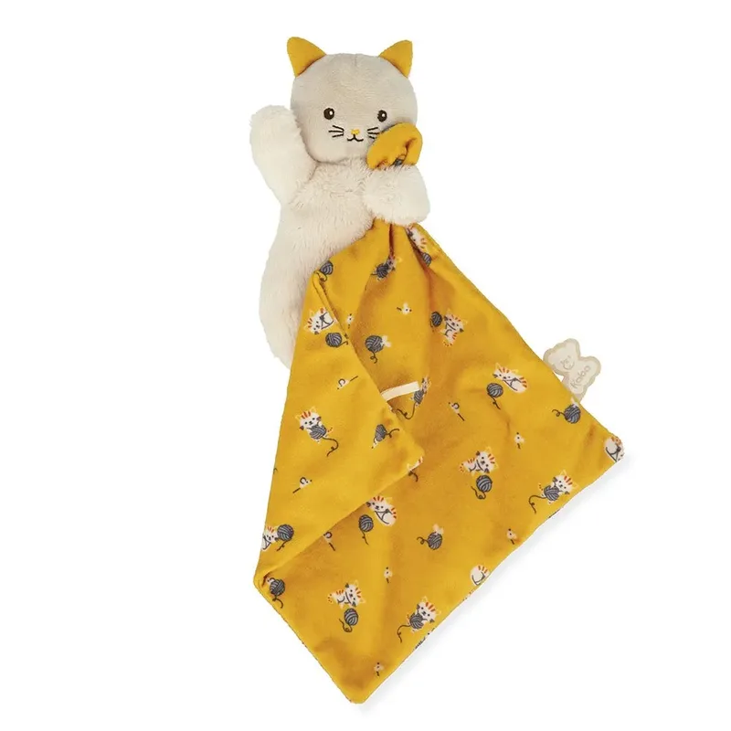 Carre Douceur - Knuffeldoekje - Kat - Geel van Kaloo in Kat Geel – productfoto 3 van 6