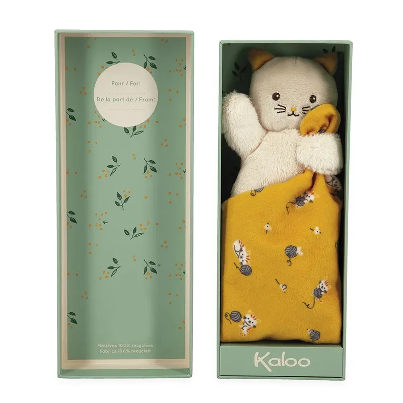 Carre Douceur - Knuffeldoekje - Kat - Geel van Kaloo in Kat Geel – productfoto 6 van 6