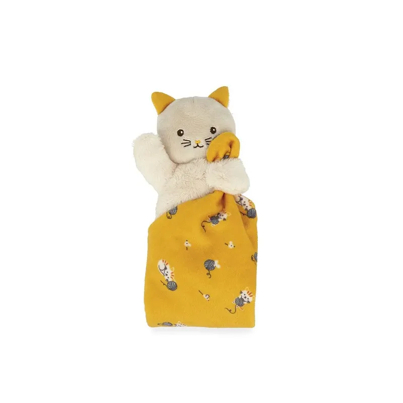 Carre Douceur - Knuffeldoekje - Kat - Geel van Kaloo in Kat Geel – productfoto 4 van 6
