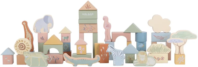 Bouwblokken FSC - Safari Friends von Little Dutch in Mehrfarbig – Produktfoto