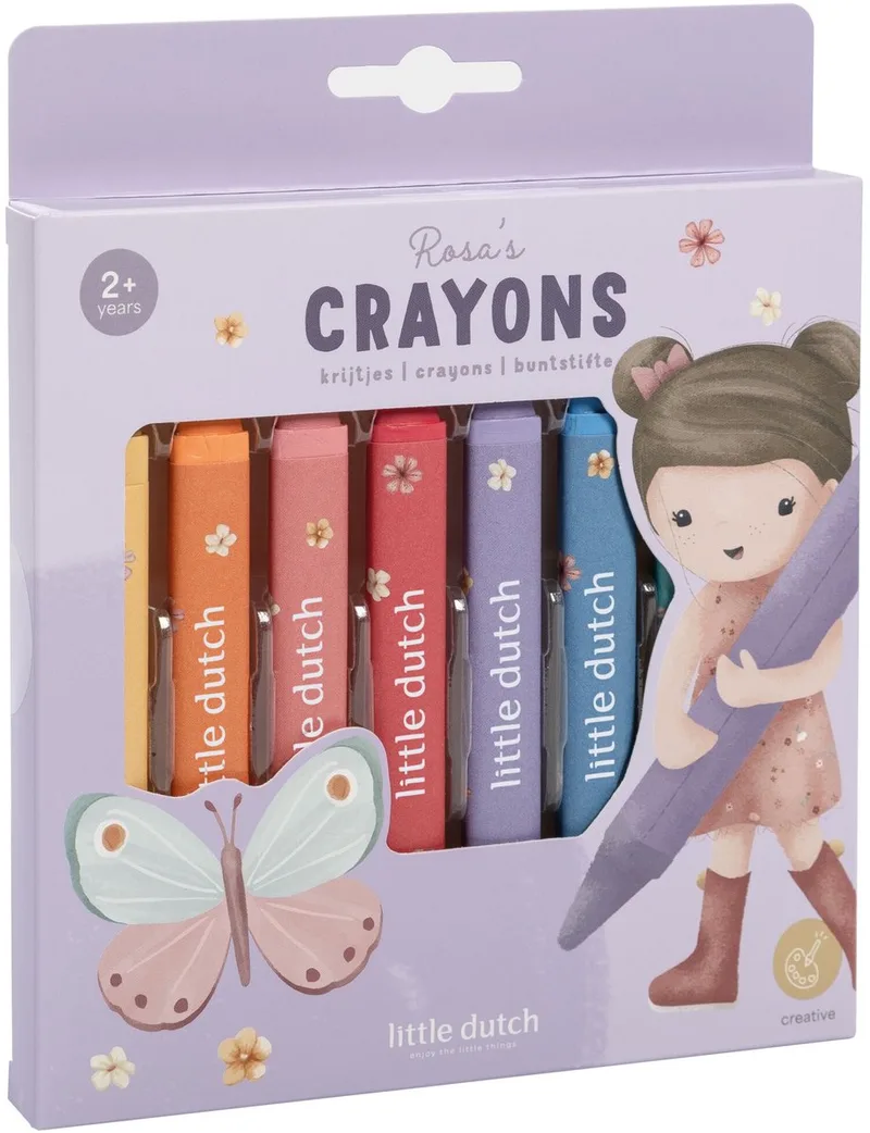 Dikke driehoekige waskrijtjes - Rosa & Friends - 8 stuks - Peuter en kleuter speelgoed - Knutselen - Speelgoed kinderen - Voor meisjes en jongens - Vanaf 2 jaar fra Little Dutch i Flerfarvet – produktbillede