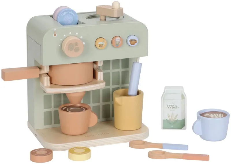 Houten + 13 Accessoires - FSC-Gecertificeerd Hout - Speelgoed vanaf 3 Jaar - Keuken Speelgoed - Houten Speelgoed by Little Dutch in Koffiezetapparaat – product photo