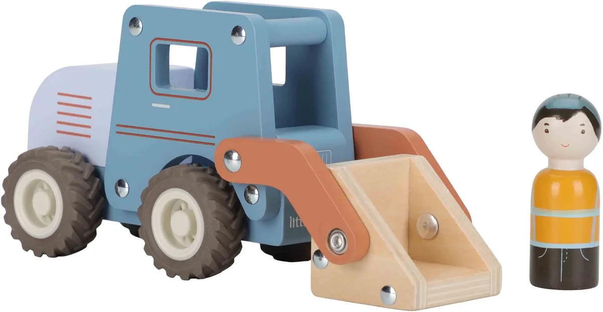 Houten bulldozer van Little Dutch in Blauw – productfoto