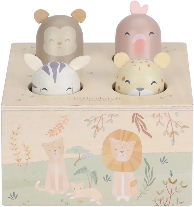 Houten Pop-up Safari Friends FSC från Little Dutch i Flerfärgad – produktbild
