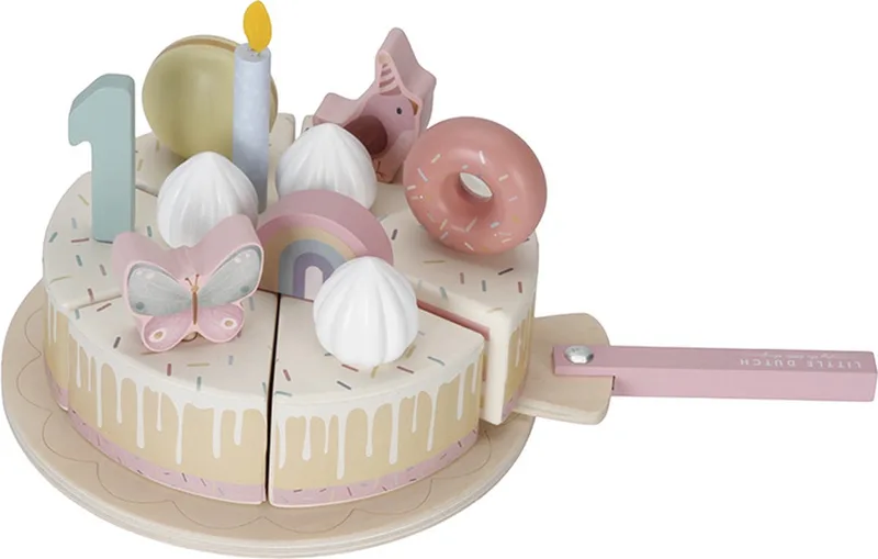 Houten verjaardagstaartje Pink FSC de Little Dutch en Multicolore – photo produit