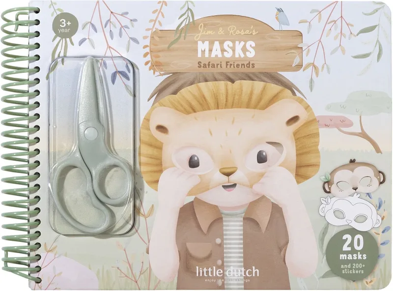Knutselboek - Safari Jim - Maskers maken - Met kindveilige schaar - Knutselen - Voor meisjes en jongens - Vanaf 3 jaar von Little Dutch in Grün – Produktfoto
