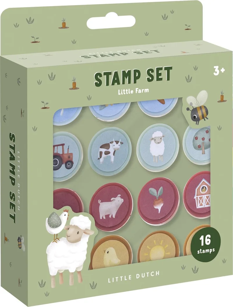 Little Farm Stempelset - 12 Stuks met Inkt de Little Dutch en Vert – photo produit