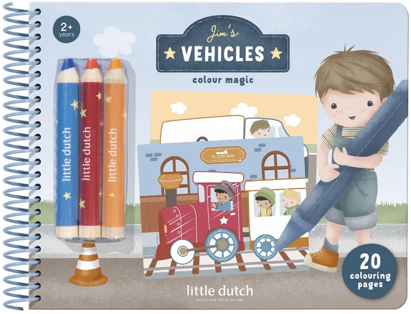 Magisch knutselboek - Jim & Friends - Toverkrassen - Met 3 kleurpotloden - Knutselen - Speelgoed kinderen - Voor jongens - Vanaf 2 jaar von Little Dutch in Magisch knutselboek, Jim & Friends – Produktfoto