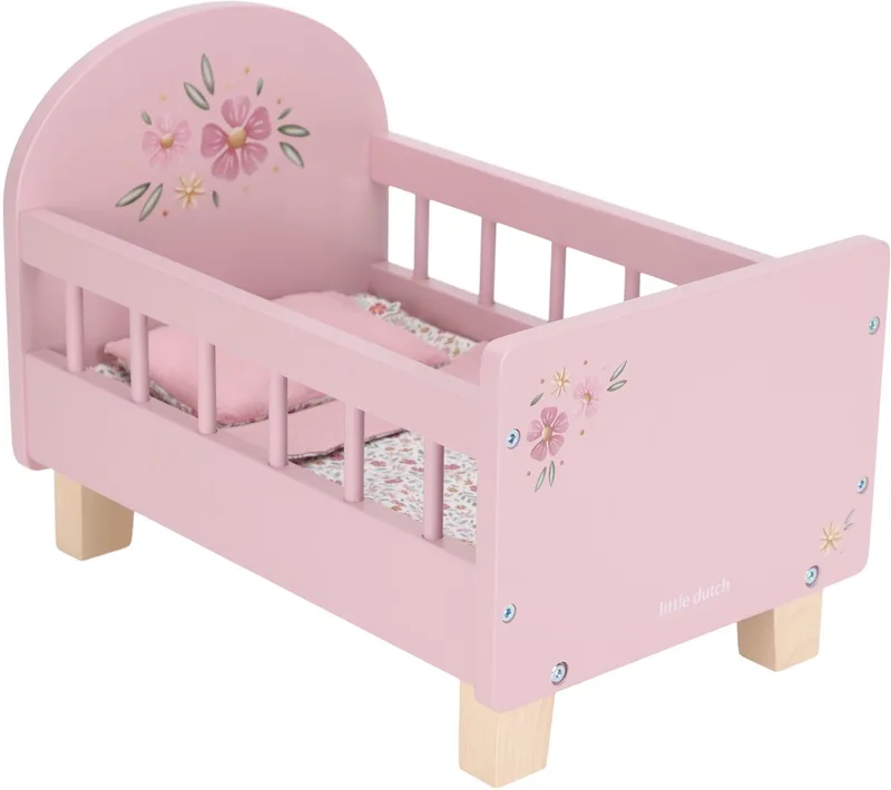 Poppenbed – Soft Flowers – Hout de Little Dutch en Rose – photo produit