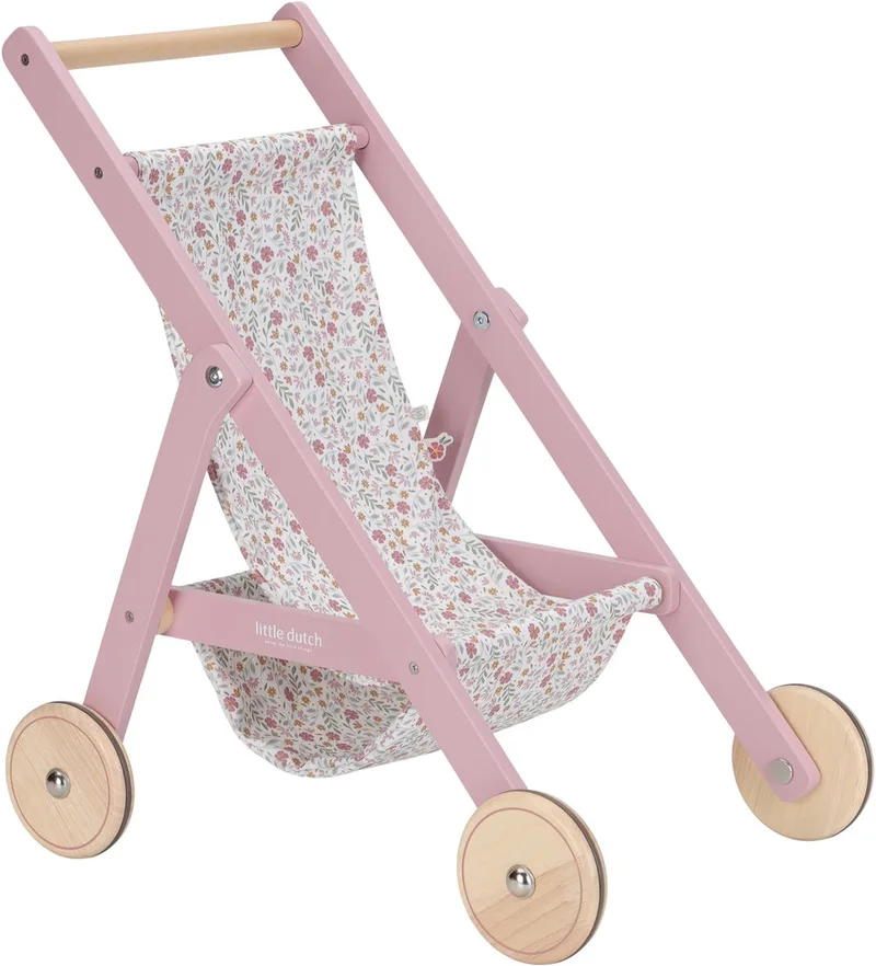 Poppenbuggy – Hout van Little Dutch in Houten poppenbuggy nieuw – productfoto