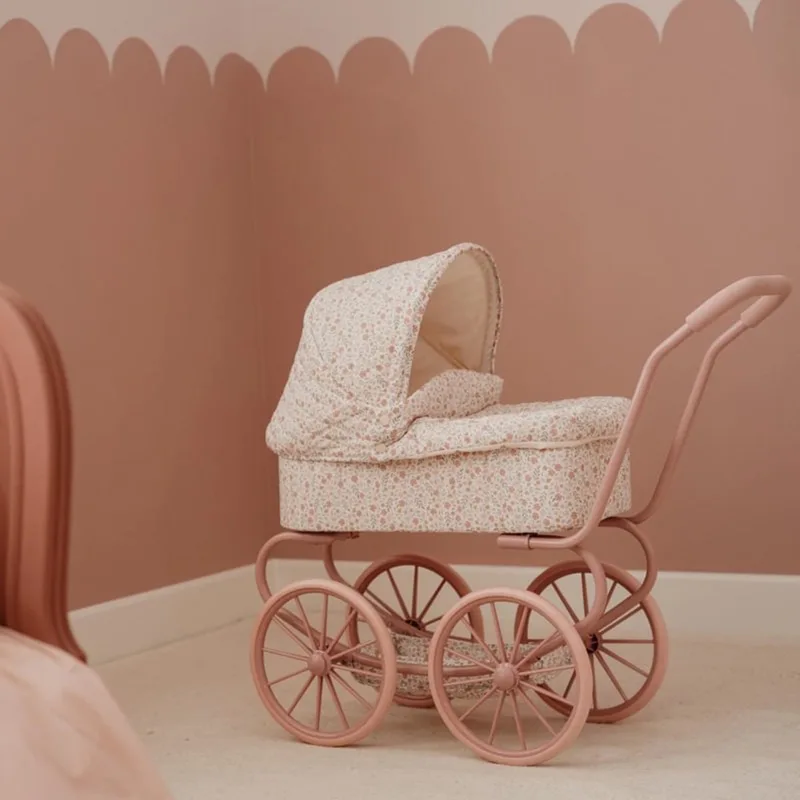 Poppenwagen - Kinderwagen - Soft Flowers de Little Dutch en Rose – photo produit