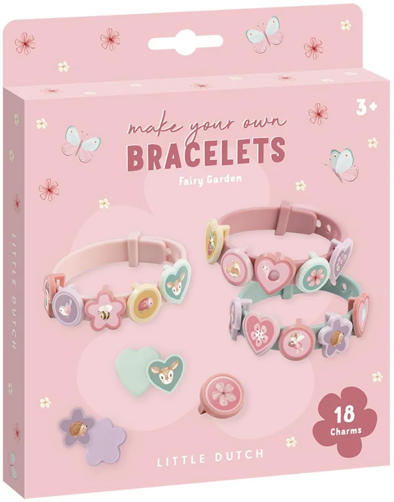 Schuifarmbandjes maken - Fairy Garden - 3 stuks - Kleuter speelgoed - Knutselen - Speelgoed kinderen - Voor meisjes - Vanaf 3 jaar fra Little Dutch i Lyserød – produktbillede