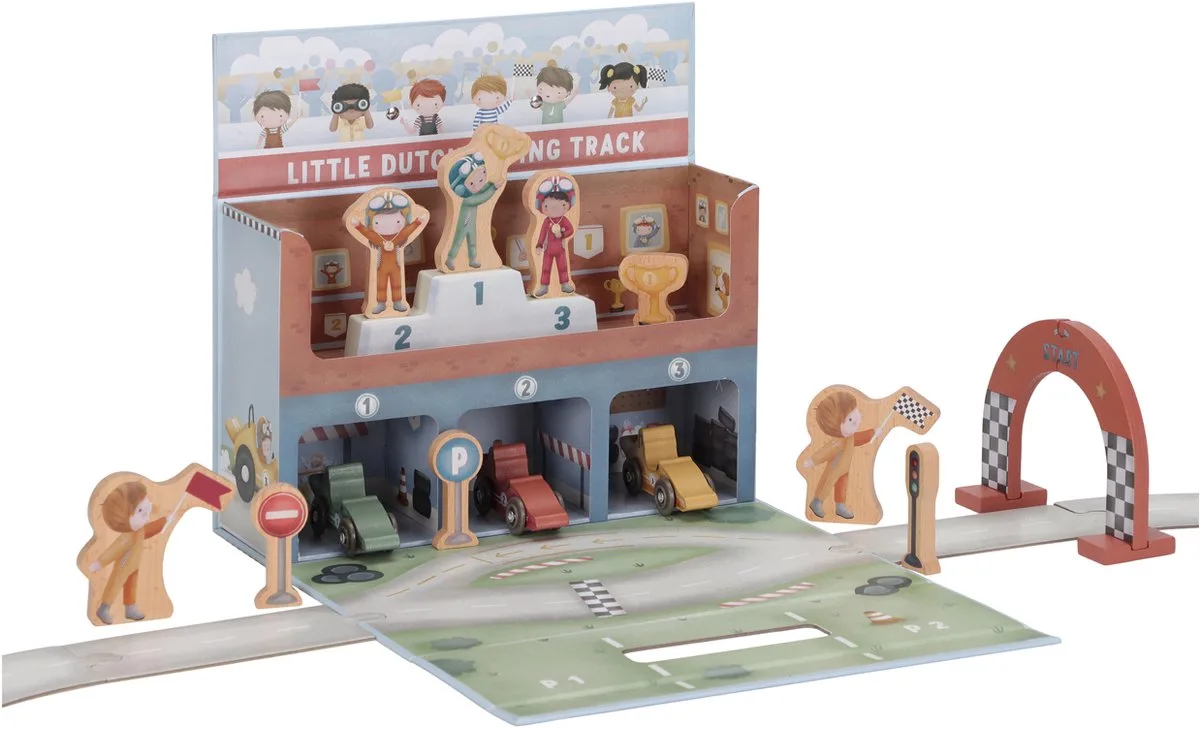Speelkoffer Racebaan - Hout FSC van Little Dutch in Meerkleurig – productfoto