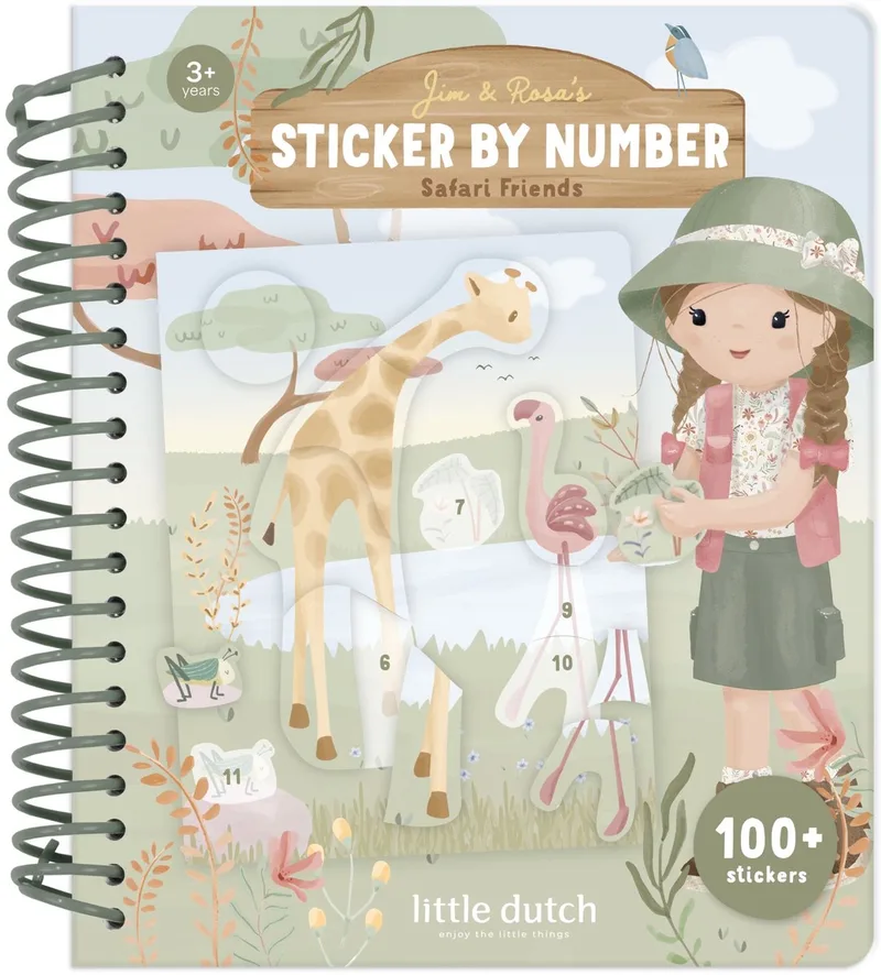 Stickerpuzzel - Safari Rosa - Doeboek - Kleurplaten - Stickeren op nummer - Kleuter speelgoed - Knutselen - Speelgoed kinderen - Voor meisjes en jongens - Vanaf 3 jaar von Little Dutch in Grün – Produktfoto