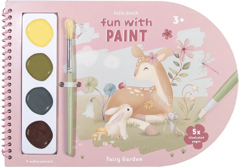 Verf- en knutselboek - Fairy Garden - Met kwast en 4 kleuren verf - Peuter kleuter speelgoed - Knutselen - Speelgoed kinderen - Voor meisjes - Vanaf 3 jaar by Little Dutch in Verfboek, Fairy Garden – product photo