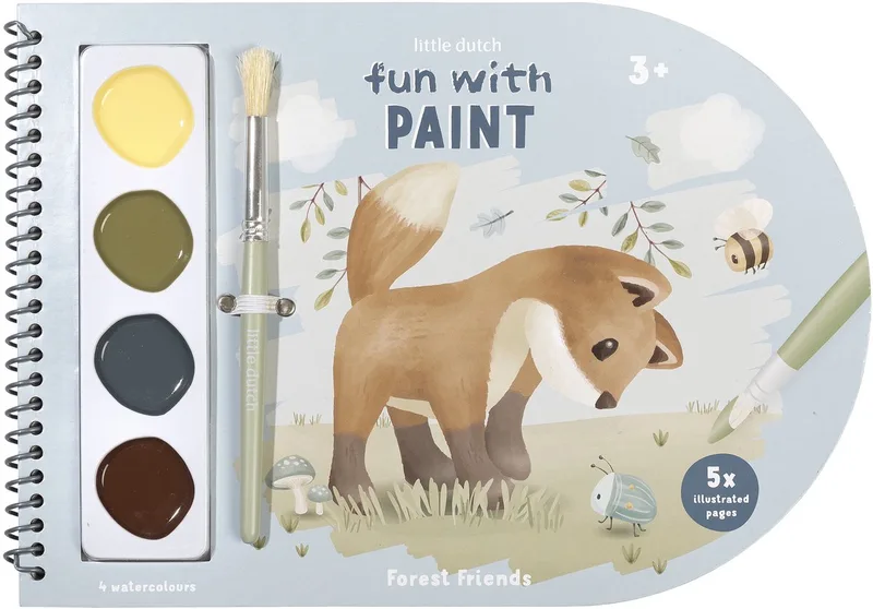 Verf- en knutselboek - Forest Friends - Met kwast en 4 kleuren verf - Peuter kleuter speelgoed - Knutselen - Speelgoed kinderen - Voor meisjes en jongens - Vanaf 3 jaar by Little Dutch in Verfboek, Forest Friends – product photo