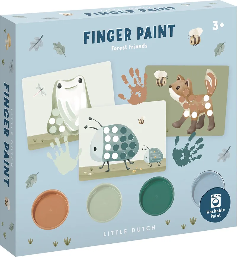 Vingerverf set - Forest Friends - 4 kleuren vingerverf - 10 kaarten - Knutselen - Speelgoed kinderen - Voor meisjes en jongens - Vanaf 3 jaar van Little Dutch in Variant Forest Friends – productfoto