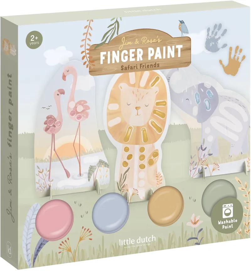 Vingerverf set - Safari - 4 kleuren vingerverf - Knutselen - Speelgoed kinderen - Voor meisjes en jongens - Vanaf 2 jaar de Little Dutch en Vert – photo produit
