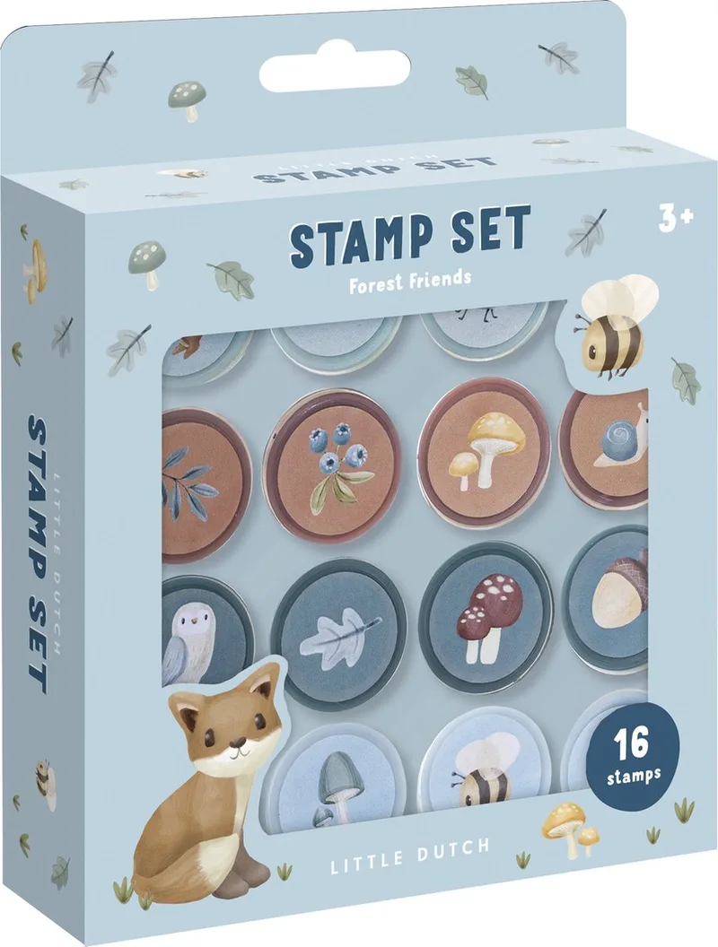 Zelfinktende stempels - Forest Friends - 16 stuks - Peuter en kleuter speelgoed - Knutselen - Speelgoed kinderen - Voor meisjes en jongens - Vanaf 3 jaar de Little Dutch en Multicolore – photo produit