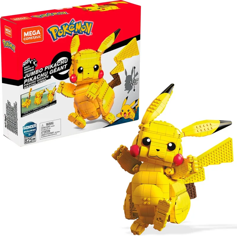 Pokémon Jumbo Pikachu - 825 blokken - Bouwstenen van Mega Bloks in Geel – productfoto