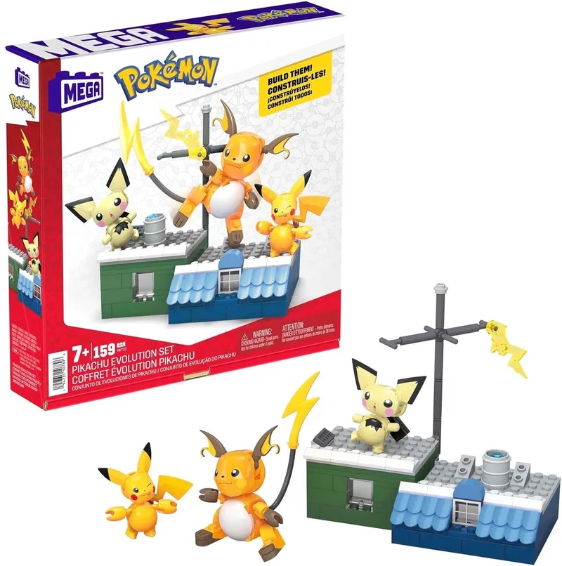 Pokémon Pikachu Evolutieset - Bouwspeelgoed van Mega Bloks in Meerkleurig – productfoto