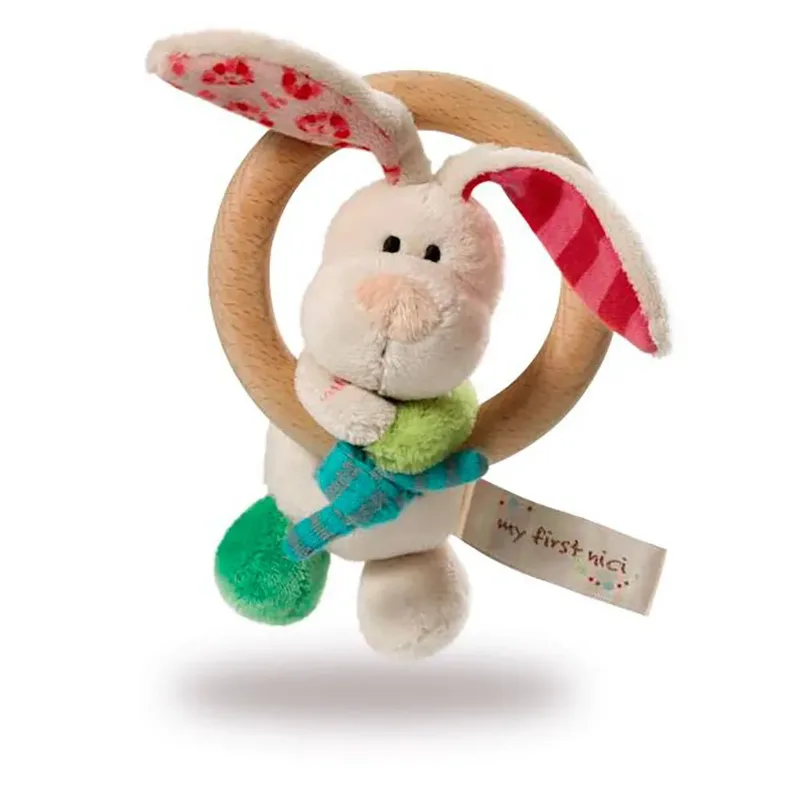 Houten Grijpring Konijn Tilli Met Bel Rammelaar de NICI – photo produit