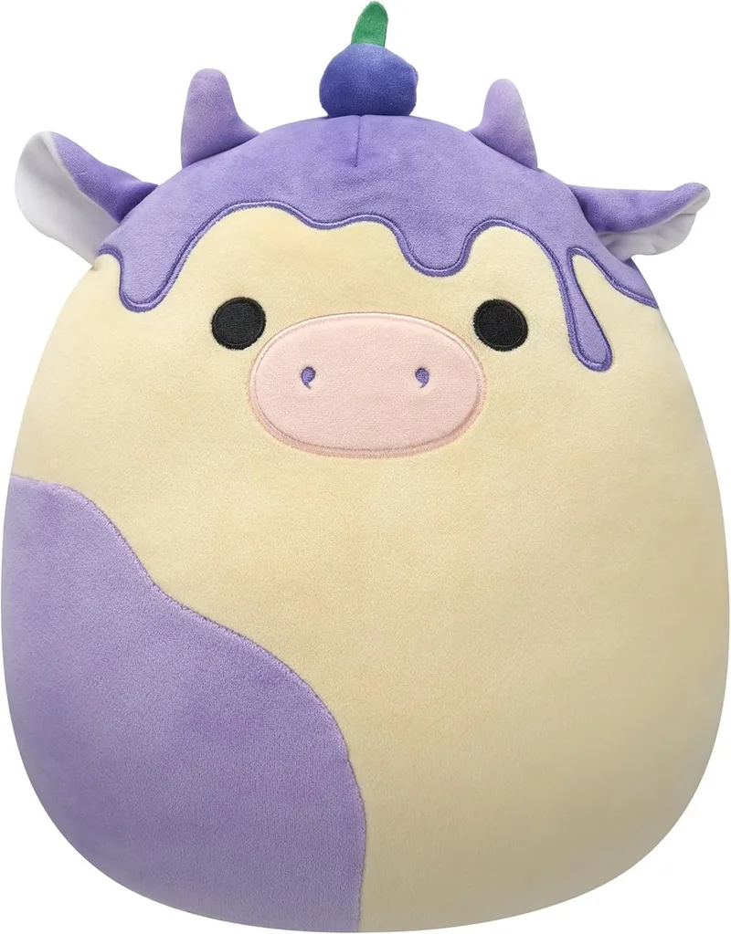 Benito - De Bosbessen Cheesecake Koe - Knuffel - 20 cm – Origineel Jazwares van Squishmallows in Wit – productfoto