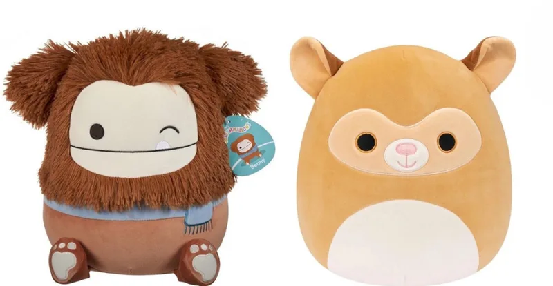 Bigfoot Benny + Zaine Tarsier 30cm knuffels – Set van 2 van Squishmallows in Bruin – productfoto