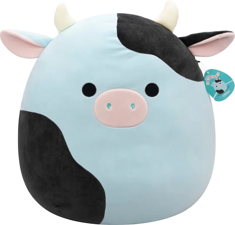 Cillian - Blue and Black Cow 50cm pluche by Squishmallows in White – product photo