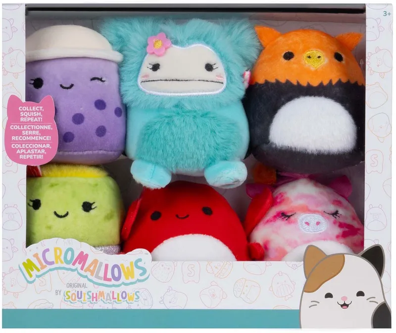 knuffel pluche set - Micromallows 6-pack mini knuffels. van Squishmallows in Meerkleurig – productfoto