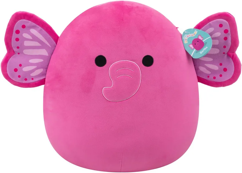 Large Plush 40cm Evelyn - Hot Pink Butterfly Elephant van Squishmallows in Rose – productfoto