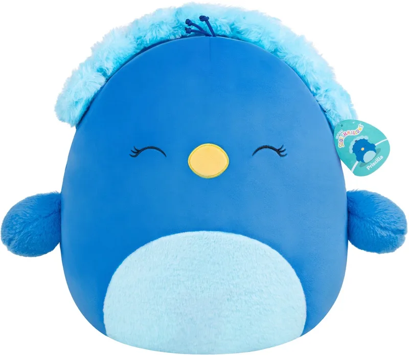 Large Plush 40cm Priscilla - Blue Peacock W/Closed Eyes and Fuzzy Belly van Squishmallows in Meerkleurig – productfoto
