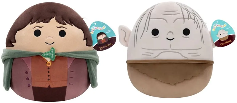 Lord of the rings Frodo + Gollum 25cm knuffels - Set van 2 - Lord of the rings knuffels van Squishmallows in Bruin – productfoto