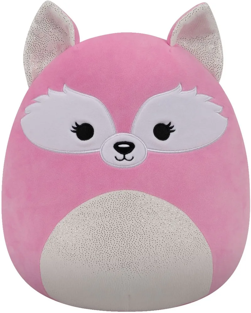 Medium Plush 30cm Squishmallows Rhiannon - Pink Fox W/Open Eyes, White Shimmer Ears And Belly by Squishmallows in Rose – product photo