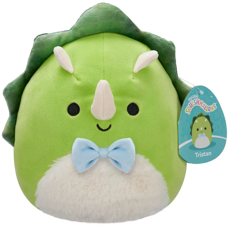 Tristan Groene Triceratops - Knuffel 19 cm – Zachte Dino Knuffel met Pluizige Buik van Squishmallows in Groen – productfoto